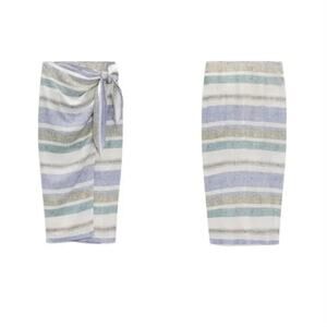 ZARA Sarong Striped Wrap Skirt Tie Waist Multi-Color Boho Size M Medium